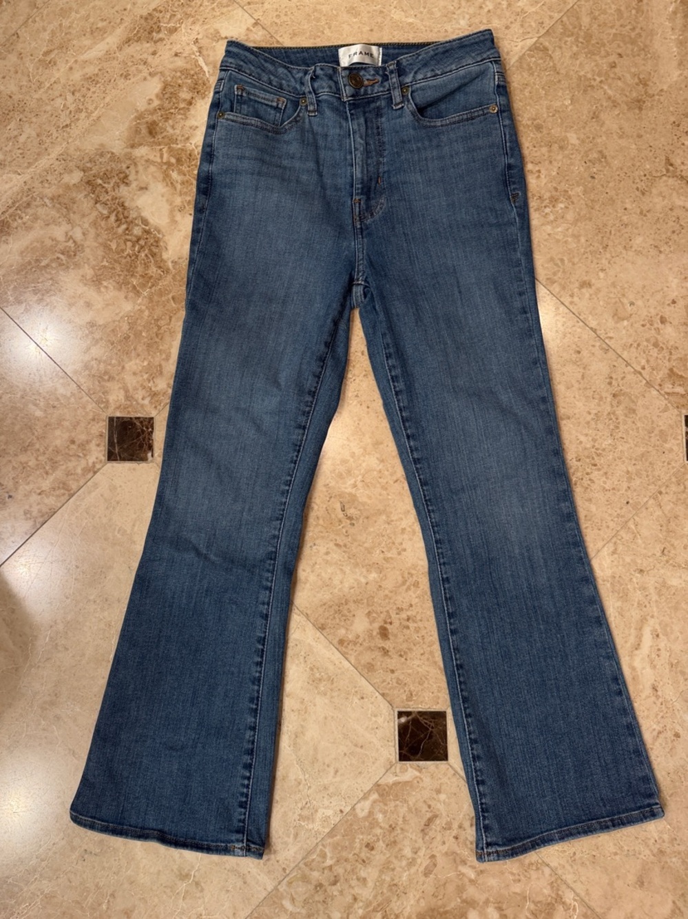 FRAME Cropped Flare Jeans Size 25 Medium Wash Ankle Length